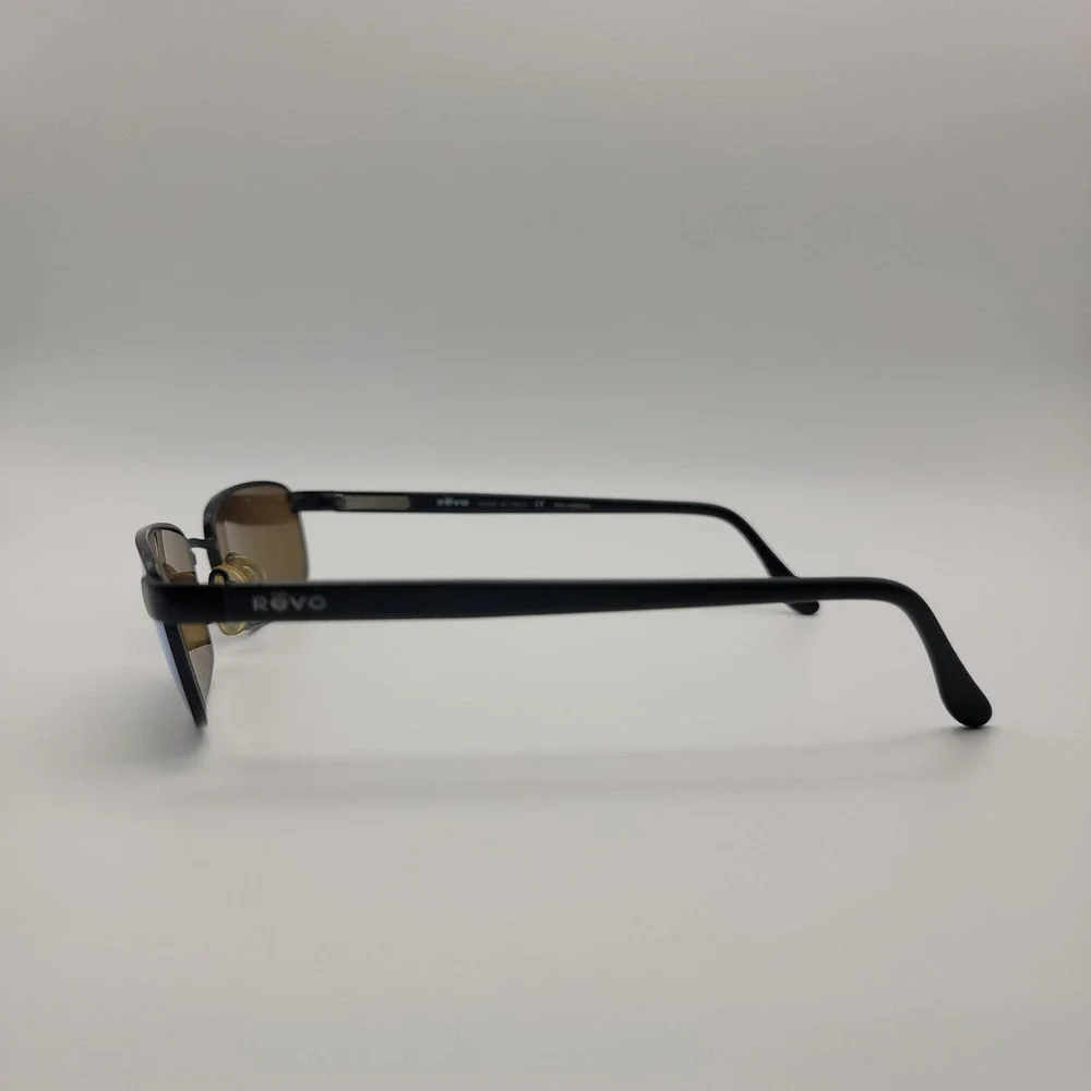 Revo RE 3005 001/62 Sunglasses Mens Black Blue Polarized Rectangular Metal Italy